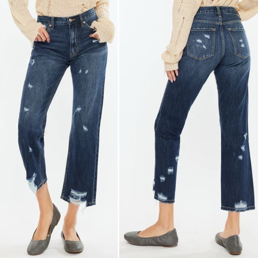 KanCan Trevie Ultra High‎ Rise Straight Leg Jeans 30 13 100% cotton distressed